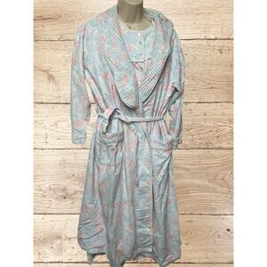 Lanz Of Salzburg Flannel Nightgown And Robe Set 50" Tyrollean Cotton